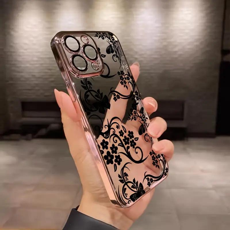 A high-quality transparent phone case with vine flower design, perfect as a birthday gift for teenagers, for iPhone 17 Air/16 Plus/15 Pro Max/14 Pro/13/12/11, protective accessory/JTDDTPU10