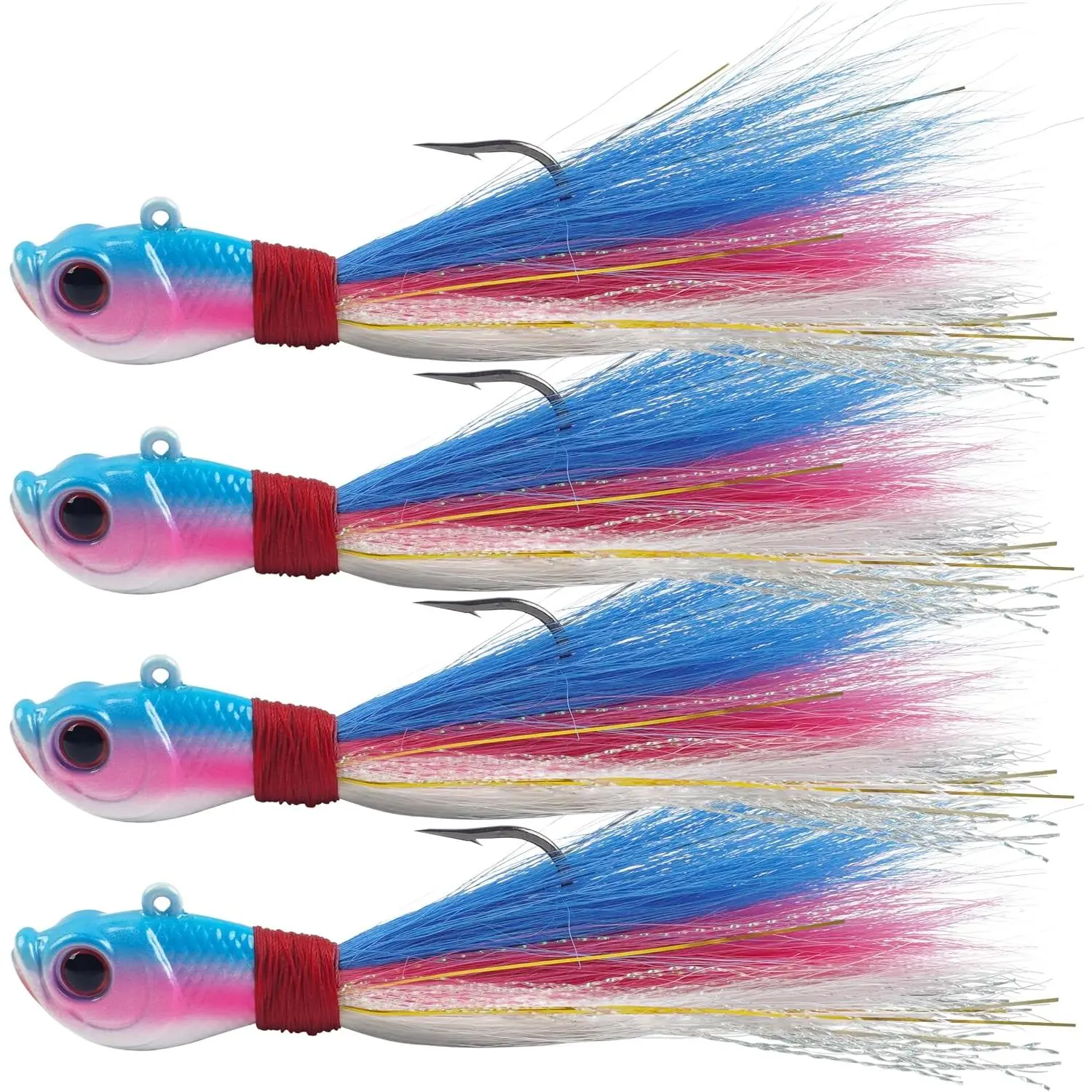 Bucktail Jigs Saltwater Fishing Lures Surf Bucktail Hair Fishing Jigs Swimbait Jig Heads for Freshwater Saltwater Bass Flounder Striper Bluefish Halibut Redfish