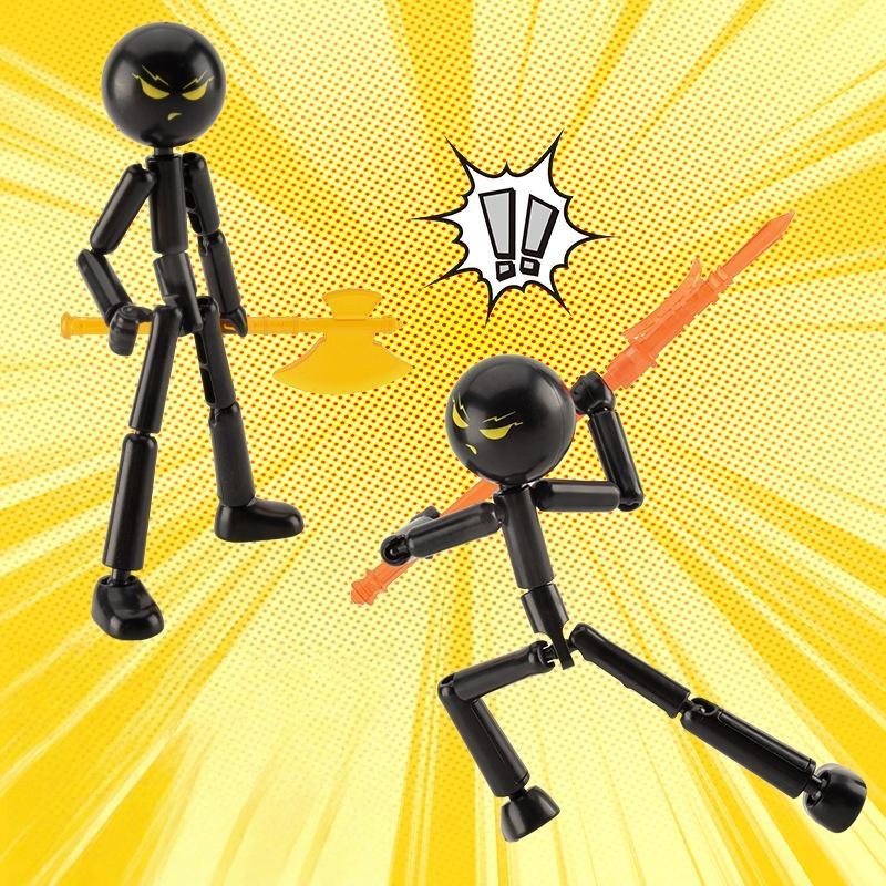 2PCS Novelty Action Figure Stickman Assembled Robot Movable 3d Printing Mannequin Multi-jointed Stickman Toy