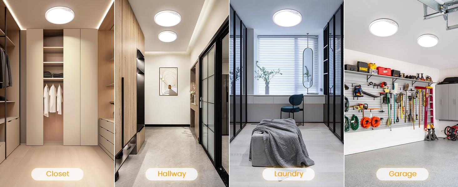 12 Inch Rechargeable Motion Sensor LED Ceiling Light with Remote, Wireless Dimmable 3CCT Battery Operated LED Closet Lights for Stair Hallway
