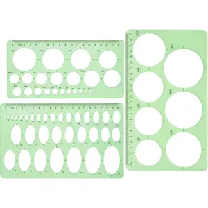 3 Pcs 3 Sizes Clear Green Round Plastic Geometric Circle Stencil Templates for Drawing Drafting, Ideal for Office School Building Formwork Drawings