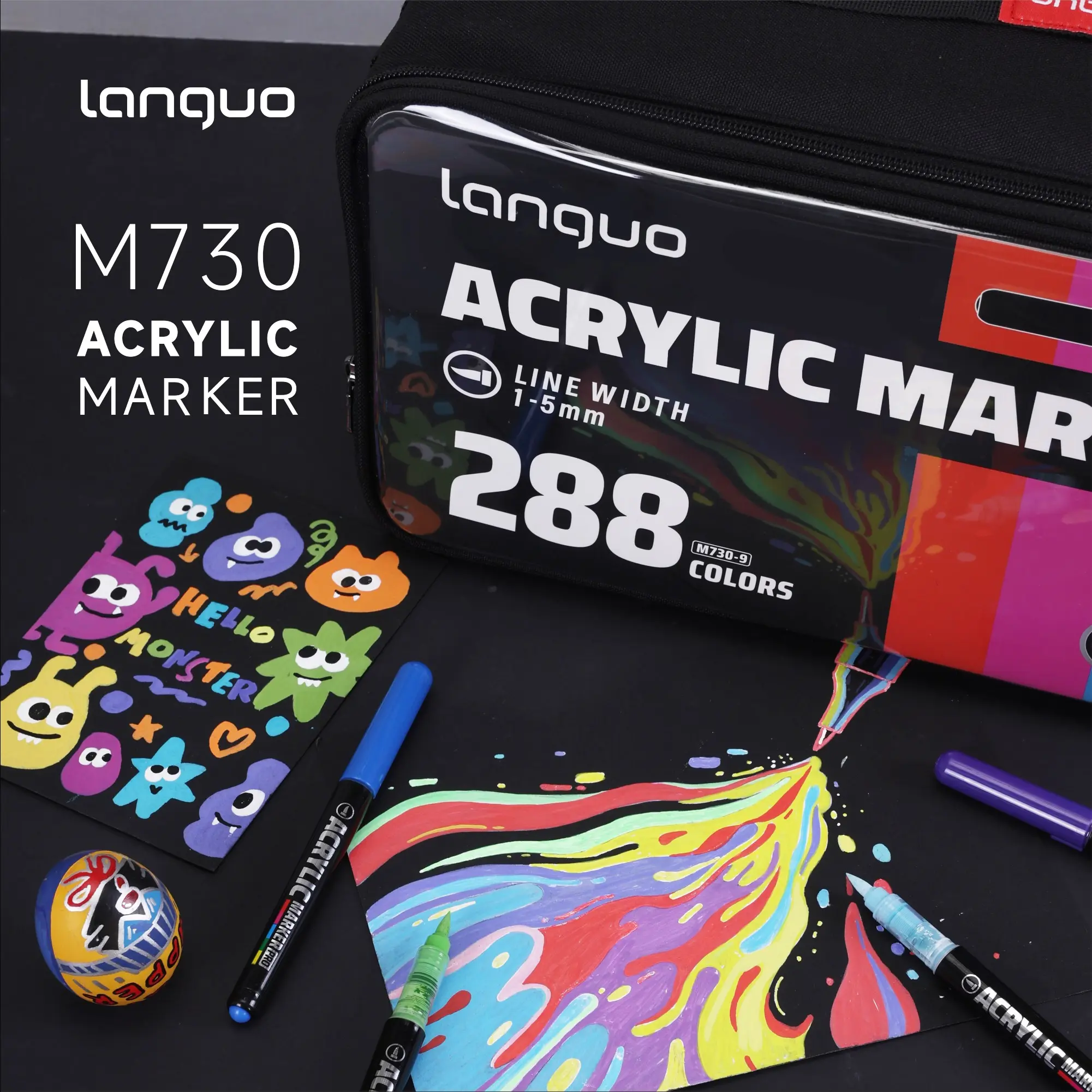 Languo Ink Pro Marker Pen Set, 432 Pens, 426 Colors, Vibrant Ink, Soft Tip, Transparent Barrel, Ideal for Art, Office, School Supplies