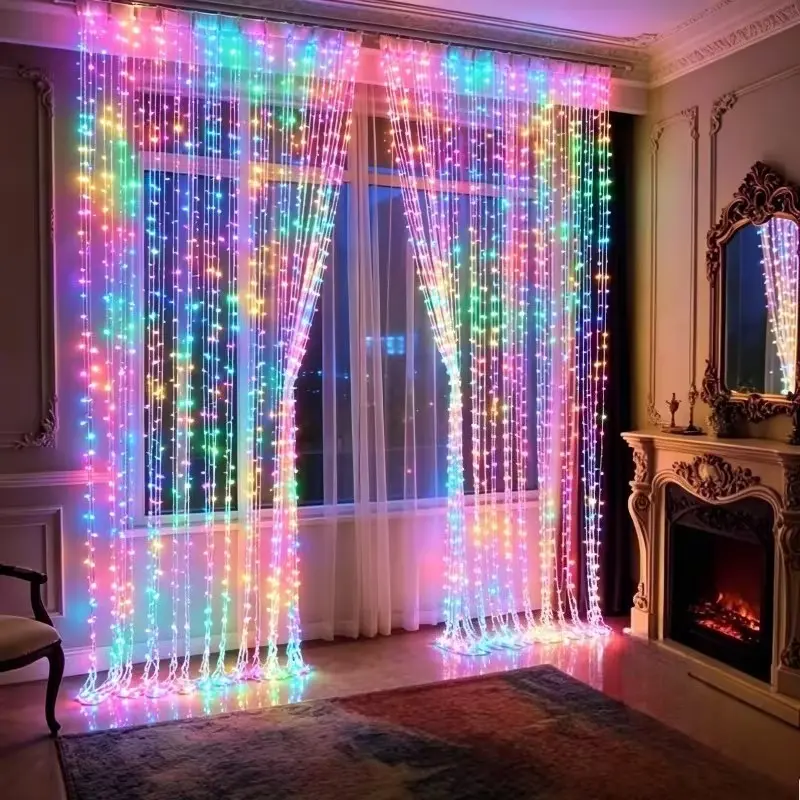 300 LED Fairy Tale Curtain Lights, LED Atmosphere Lights, USB Powered, 8 Flashing Modes, USB Plug Christmas String Pendant Lights, Suitable for Bedroom, Courtyard, Living Room, Garden, Wedding, Party Gifts, Birthday Parties, Christmas, Thanksgiving