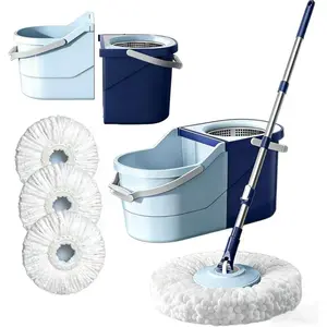 Spin Mop & System with 4 Washable Microfiber Mop Pads – Mop with for All Hard Surface