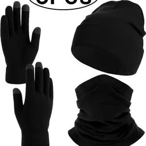 3Pcs-Unisex Gloves Scarf Hat Set, Warm Winter Accessories for Men Women, One Size Fits All, Ideal for Cold Weather Protection