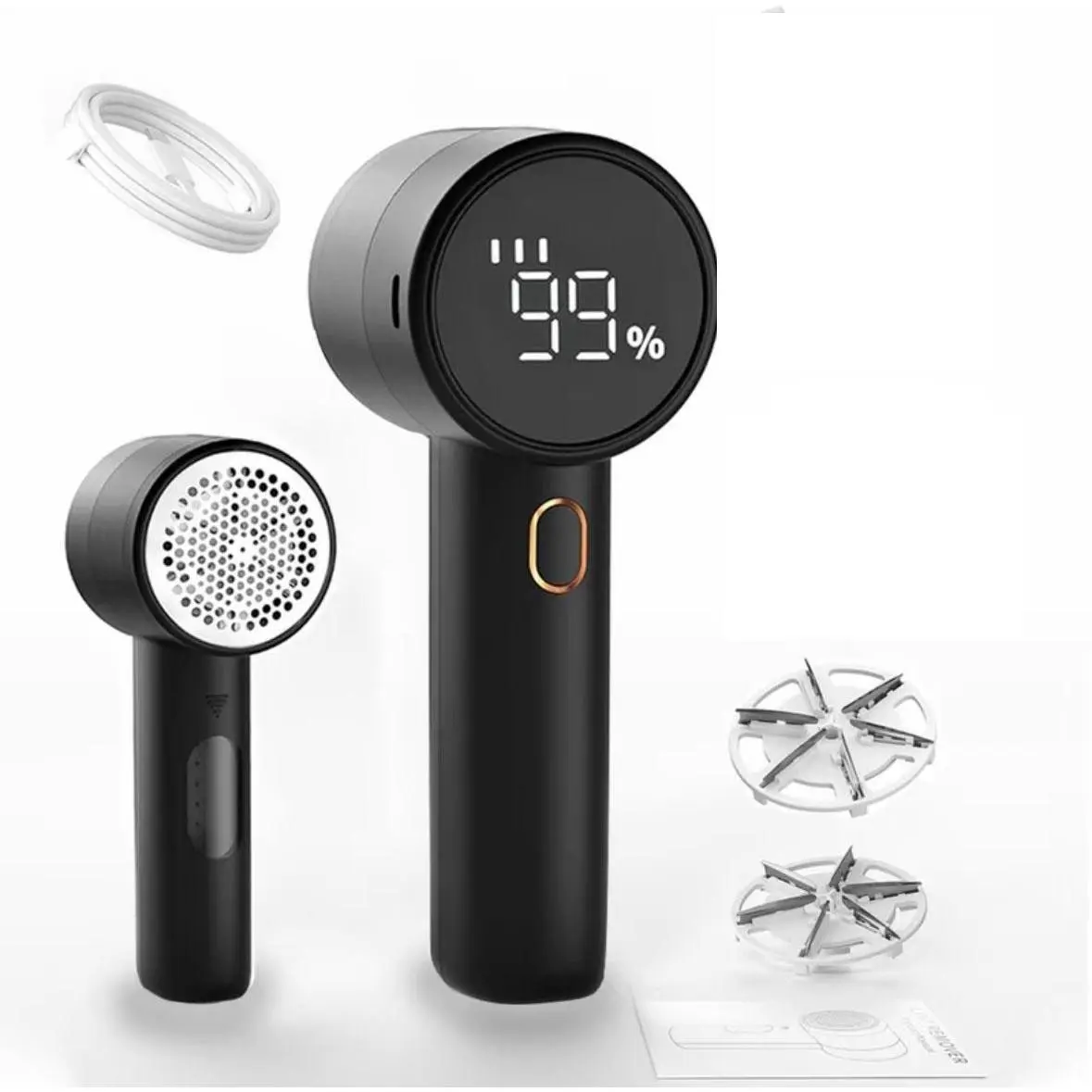 2026 Edition Cordless Rechargeable Lint Remover - Stainless Steel Lint Roller, 2 Extra Replacement Blades, 3 Speeds, Digital LED Display, Portable Fabric Shaver for Clothes, Sweater, Couch