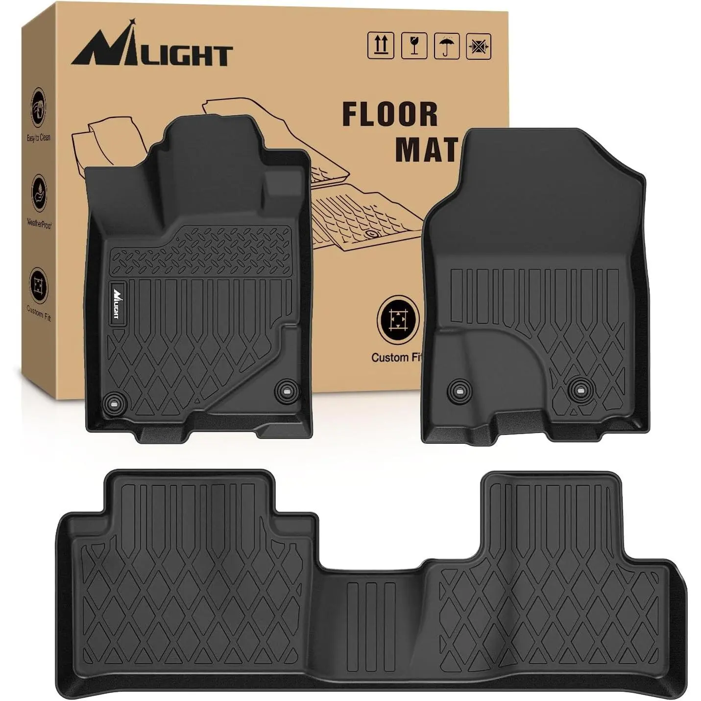 Nilight Custom Fit Car Floor Mats for Acura RDX 8-Way Power Seats 2013-2018, All-Weather Heavy-Duty Waterproof Floor Liners with Raised Lip, Channels, Easy Cleaning & Lifetime Service, Easy To Clean