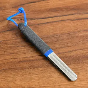 Portable Fishing Hook Sharpener Dual V-Groove Stainless Steel Whetstone Tool for Outdoor Hook Maintenance Dual-Sided Different Grit Fishing Accessory for All Hook Sizes Sport Fishing Accessory