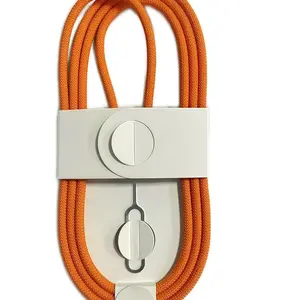 Braided USB-C to USB-C Fast Charging Cable, 60W PD Charger Cord for iPhone 15/16/17 & Android, White/Orange