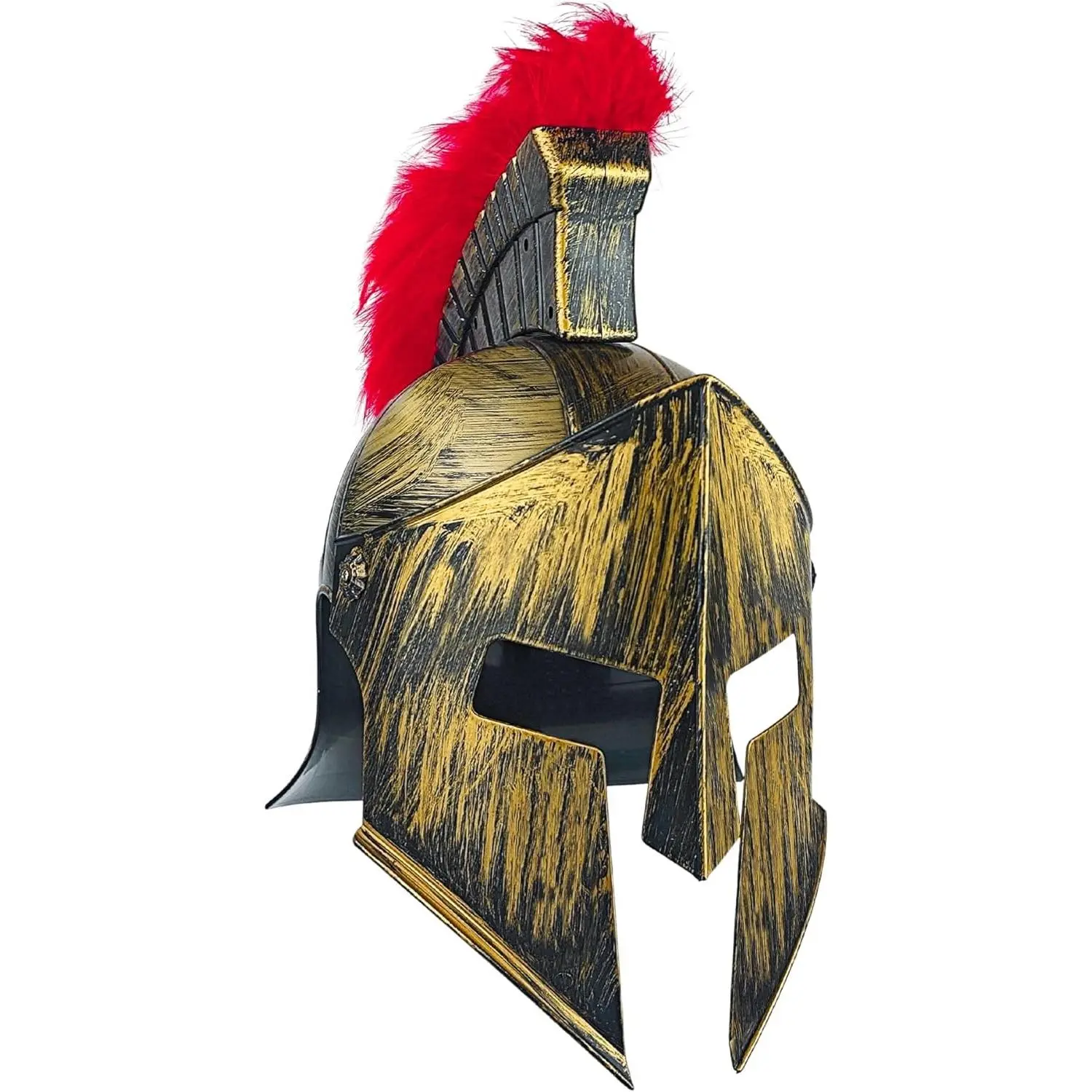 Roman Knight Helmet, Spartan Gladiator Costume Helmet Plastic Medieval Hat Warrio Knight Armor Accessory with Red Feather for Men