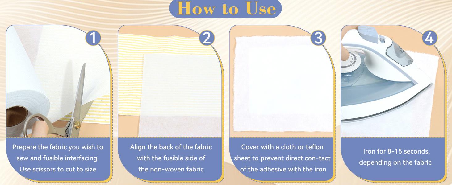 Fusible Interfacing for Sewing,17in x 30yd Medium Weight Iron on Non-Woven Interfacing,White Single-Sided Sew-in Interfacing for and Clothing