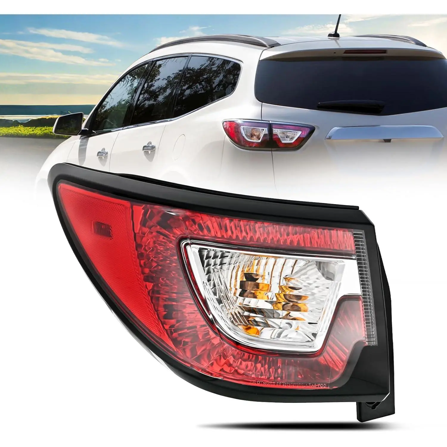 Nilight Driver Side Automotive Taillight Assembly - OE-Style Replacement & Look for 2013-2017 Chevy Traverse, OE Part#84266019, Waterproof, Plug-In Install, Shock-Resilient, Impact-Resistant Lens, DOT Compliant, Bulbs Included, Boosts Nighttime Visibility