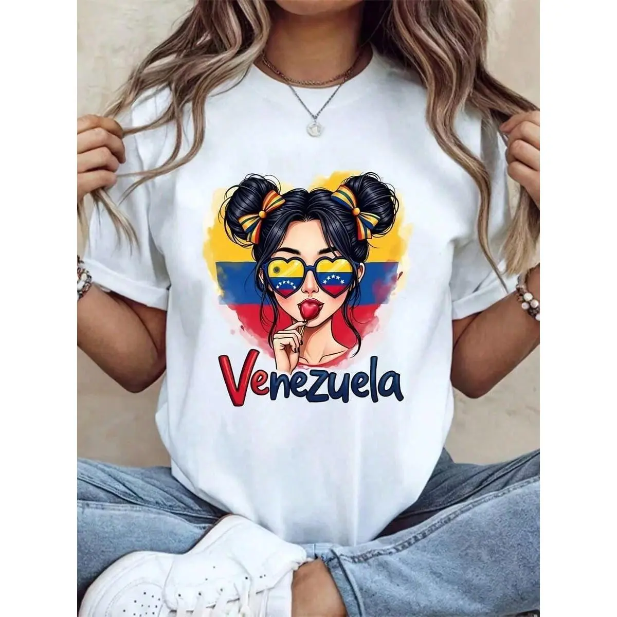 Unisex VenezuelanS Pride Print Oversized Cotton T-Shirt, Soft And Breathable, Comfortable And Fitted Crew Neck, 220g