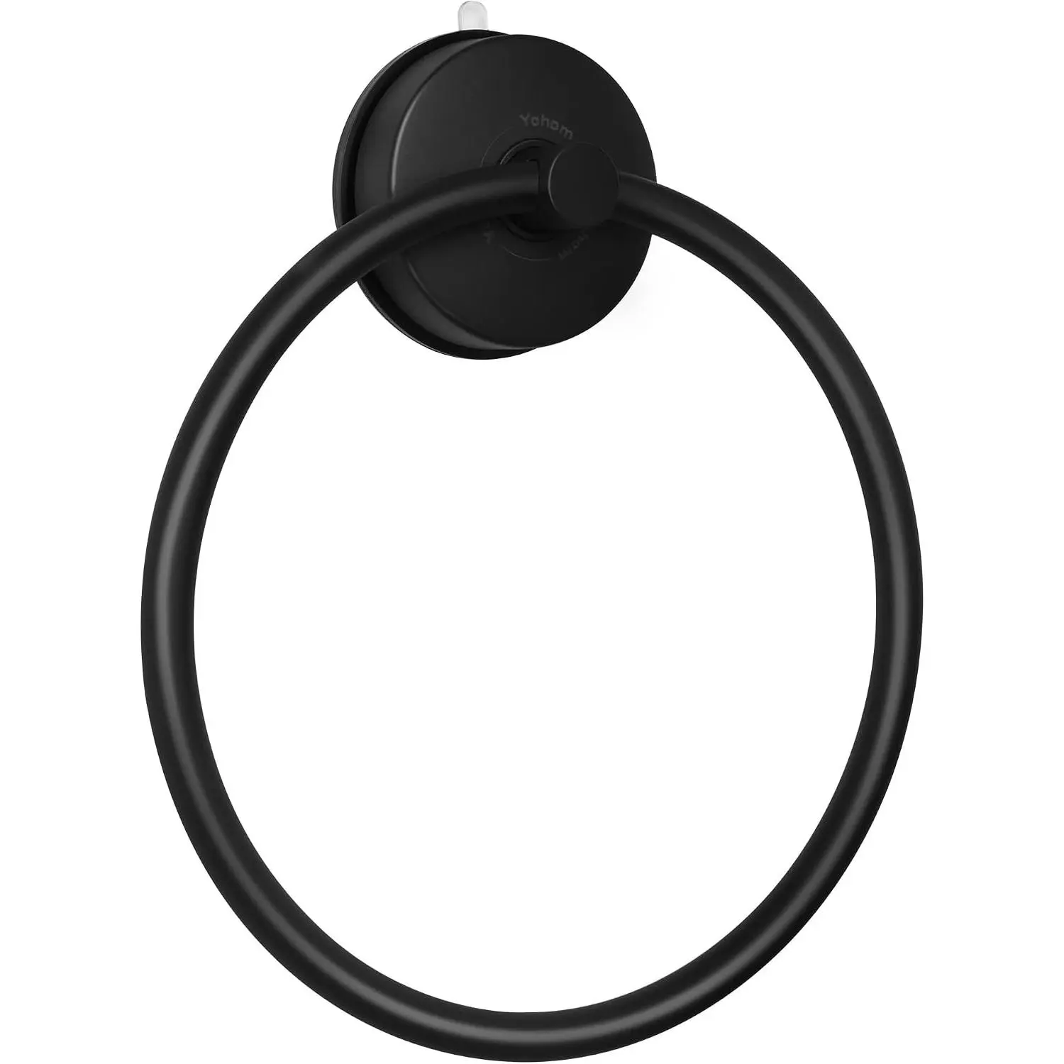 Suction Cup Towel Ring Matte Black Hand Towel Holder for Bathroom Stainless Steel Vacuum Suction Washcloth Holder Dish Towel Hanger for Shower Wall No Drill