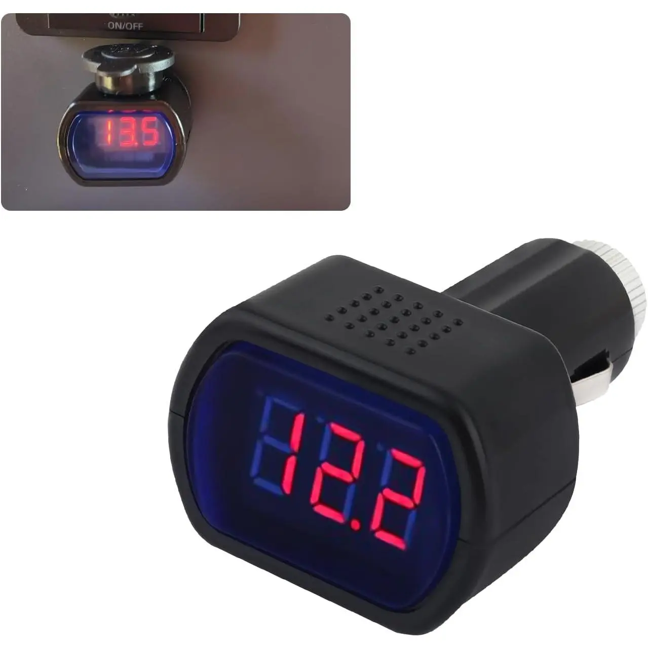 Car LED Cigarette Lighter Voltage Meter with Digital Display,12V/0.1A Battery Voltage Meter for Real-Time Voltage Monitoring,Universal Car Voltage Meters of Car