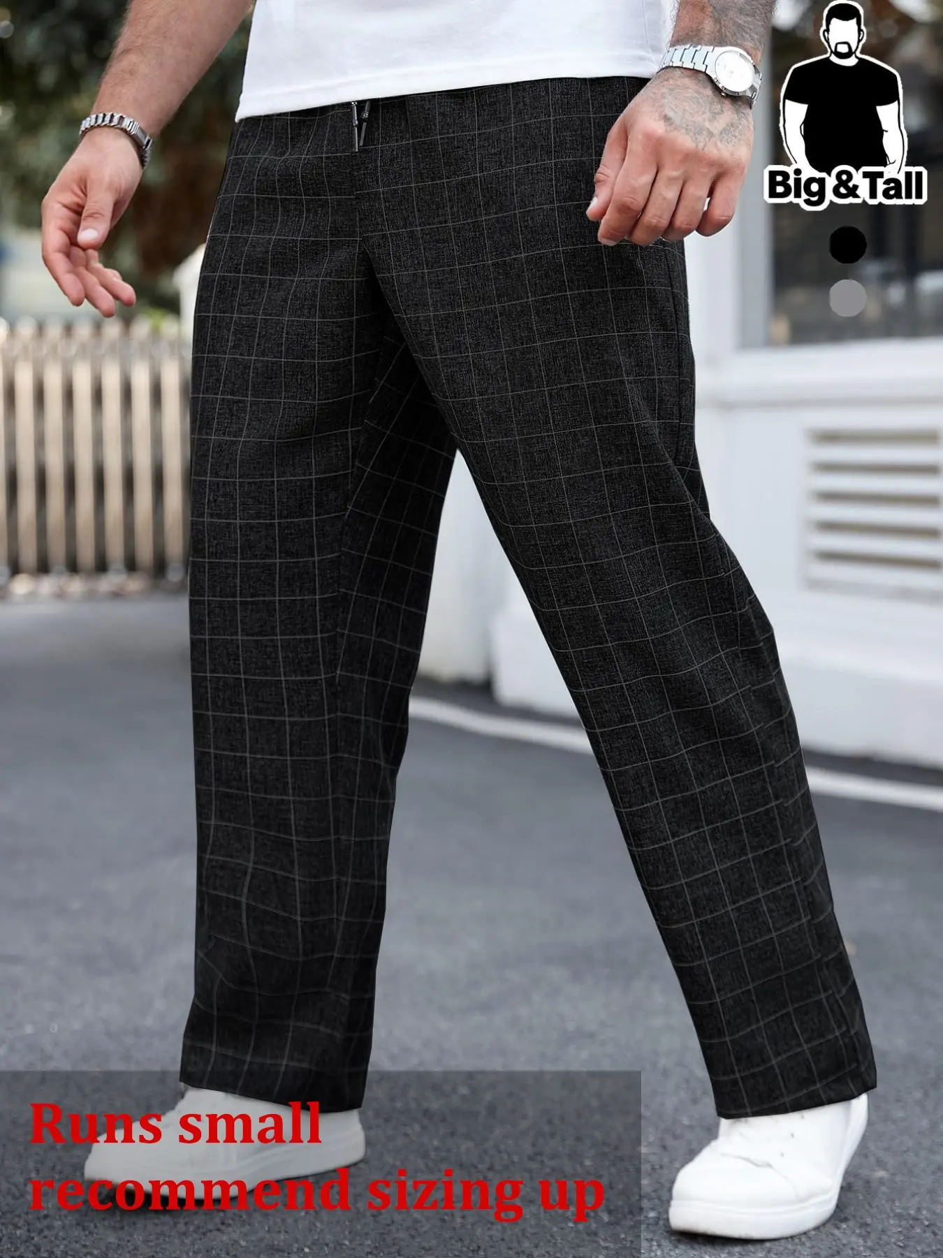 Men's Plaid Print Elastic Waist Pants, Fashion Casual Street Style Trousers, Comfortable Fit Daily Wear, All Seasons Fashion, Casual Comfy Fashion