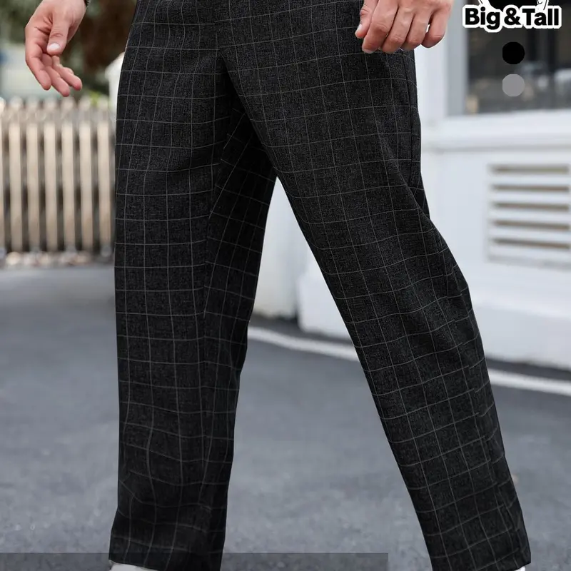 Men's Plaid Print Elastic Waist Pants, Fashion Casual Street Style Trousers, Comfortable Fit Daily Wear, All Seasons Fashion, Casual Comfy Fashion