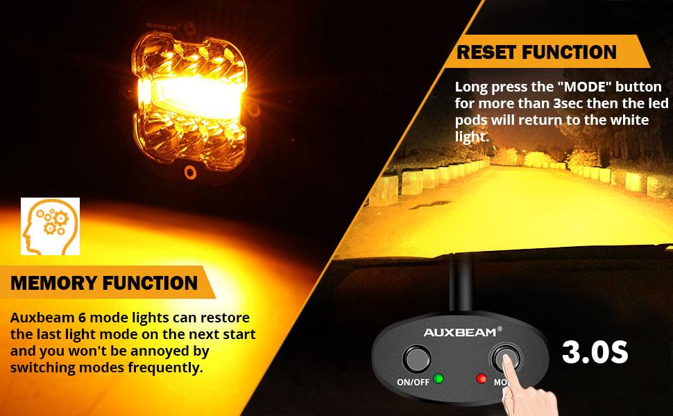 AUXBEAM XP-Ultra Series 3 Inch 6 Modes Dual Color LED Light Pods 96W Spot Flood Combo Amber White for Trucks Jeep IP68 Waterproof Offroad Driving Lights 2pcs Set LED Car Lights LED Work Lights