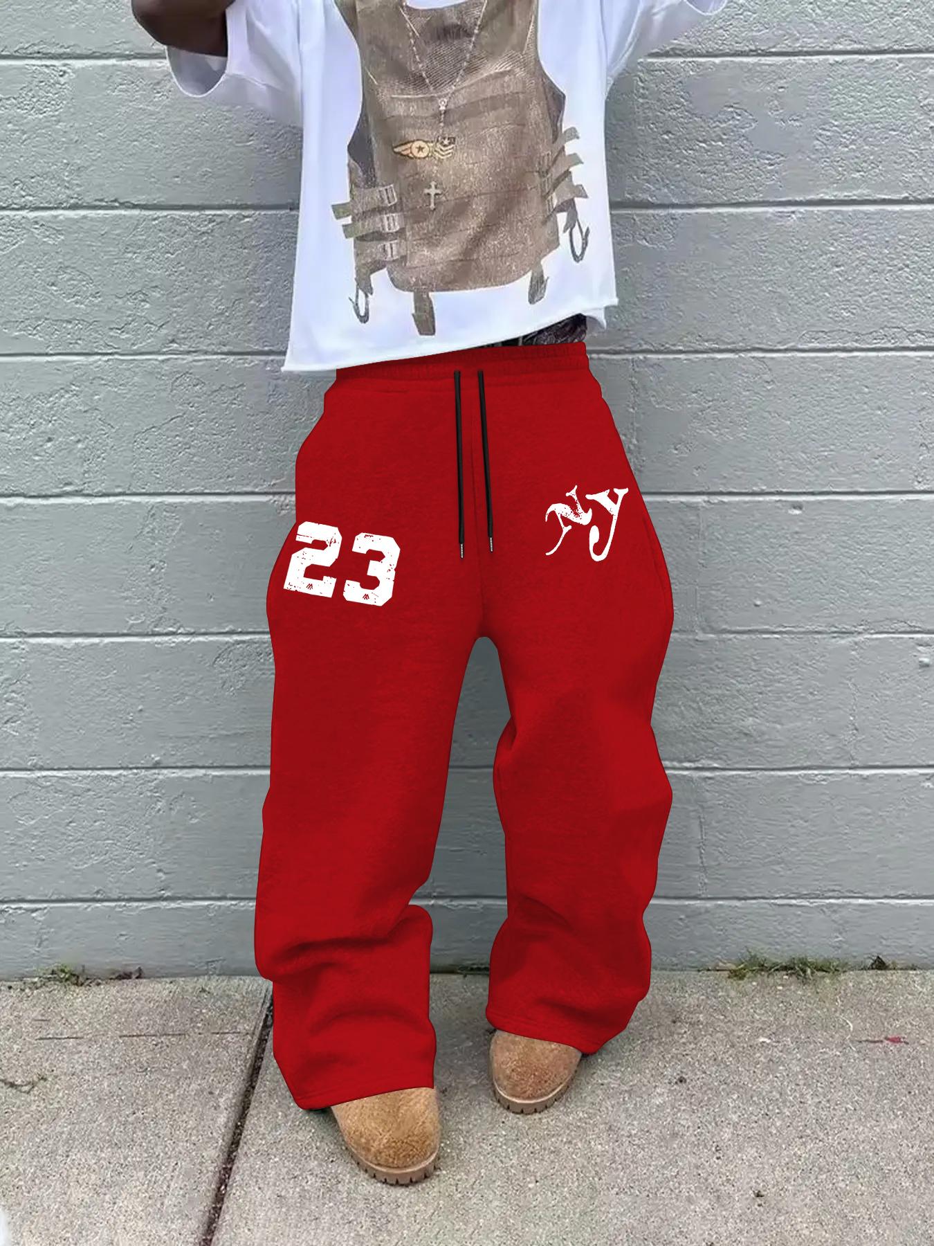 Men's Fashion Casual Relaxed Fit Solid Color Straight Wide-Leg Lightweight Sweatpants, Comfortable Pants for Summer Daily Wear