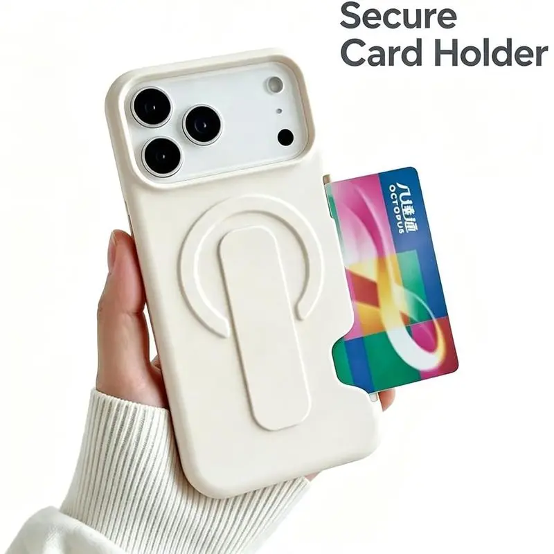 Phone Case for iPhone 18 Pro Max 17 Pro Max 16 15 14 13 Series | 3300G Strong Magnetic Hidden Stand & Card Holder Shockproof Cover,Multi-Functional MagSafe Wallet Case