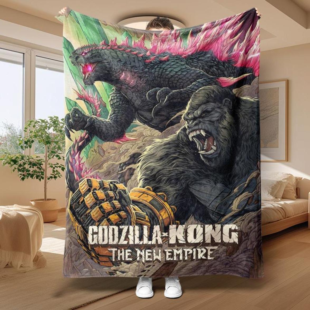 Kong Vs Godzilla Soft Comfy Blanket, Soft Lightweight Throw for Bed Sofa Office Camping Travel, Perfect Gift for Sci-Fi Fans.