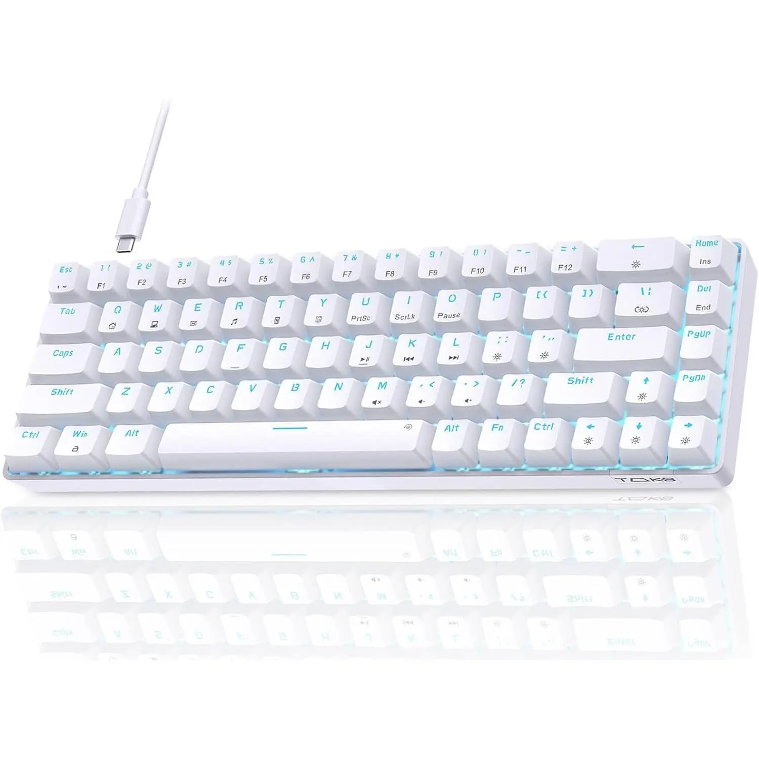 T68SE Gaming , 60%  , LED Backlit Ultra-Compact 68  Wired Mini  with Separate /Control  for Windows Laptop PC Gamer Typist with Brown -White
