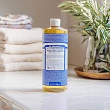 Pure-Castile Liquid Soap- Made with Regenerative Organic Certified Oils- 18-in-1 Uses for Face, Body, Hand, Hair, Laundry & More- Vegan, Non-GMO- Body Wash- Peppermint,32oz