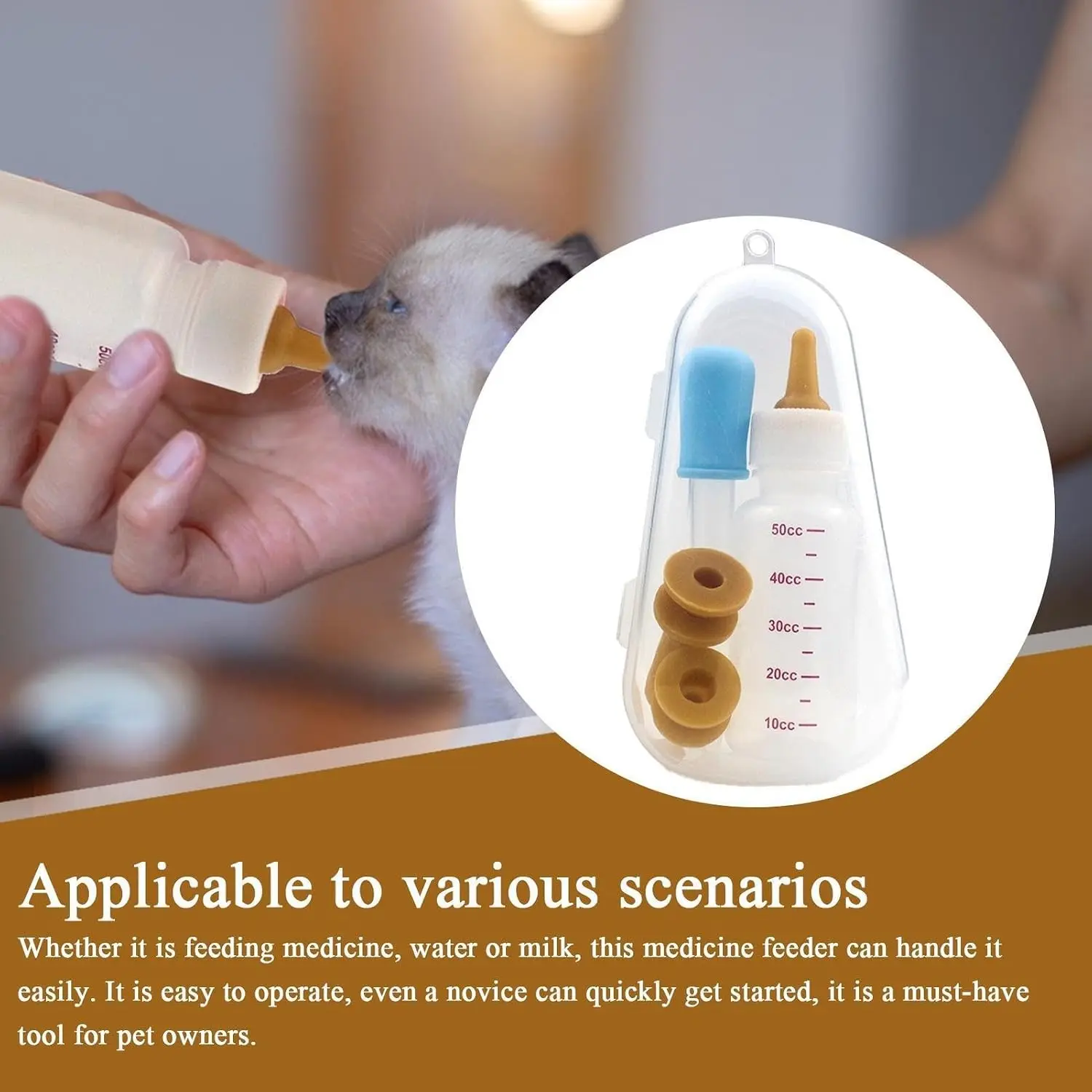 Multi-Color Pet Feeding Set, Includes 5ML Silicone Dropper, 50cc Milk Bottle, Colorful Nipples, Portable Storage Box, Ideal for Cats and Dogs