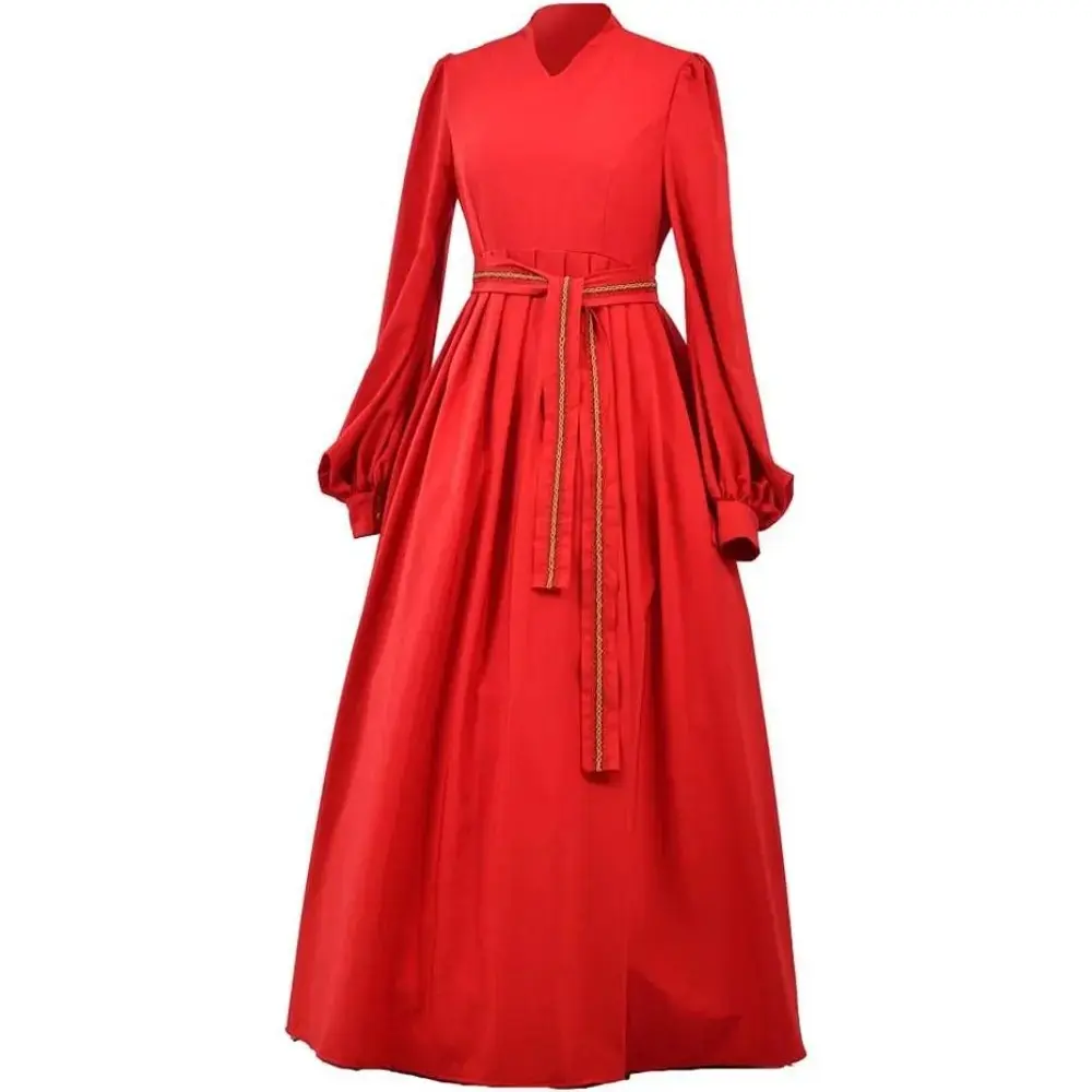 Medieval Renaissance Princess Dress Red Peasant Costume Bride Outfit