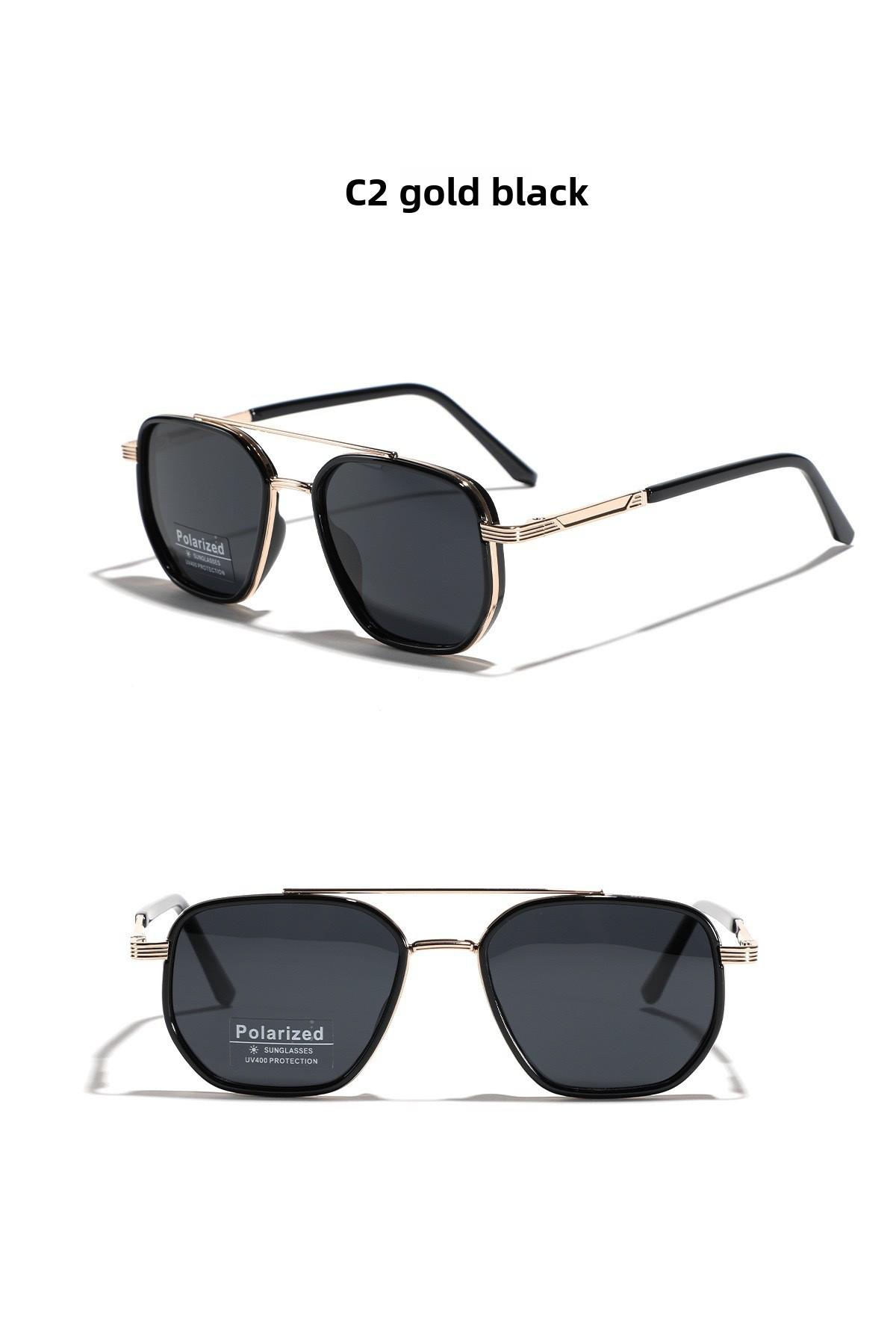 Classic Geometric Double Beam Sunglasses for Women Men Polarized Retro Tattoo Sunglasses for Travel Driving&Anti-Glare Eye Protection