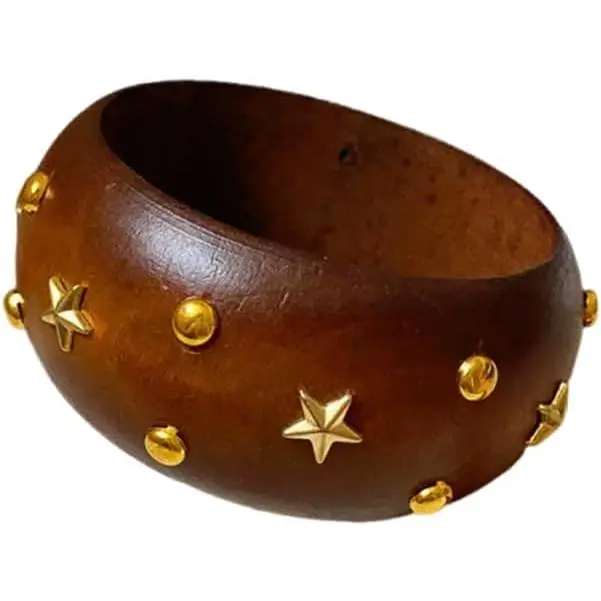 Carved Wooden Bangle Bracelet for Women, Ethnic Boho Wide Cuff with Floral/Geometric/Traditional Patterns,   Statement