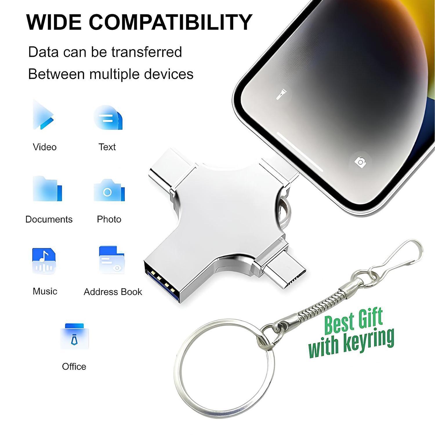 2TB USB Flash Drive,4 in 1 High Speed USB 3.0 Memory Stick,Thumb Drive,USB flash drive for iPhone iPad,External Storage for iPad,Android Phones,PC and More Devices,Memory stick storage for photo and video backup