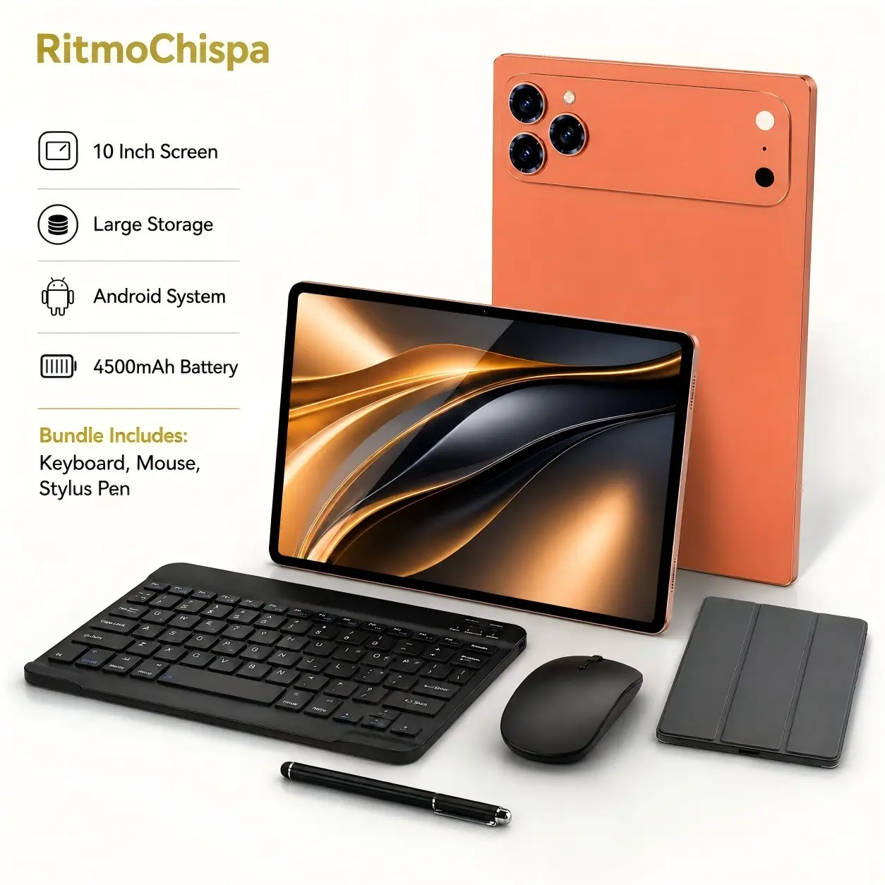 10.1-Inch Android Tablet Pad, 3gb RAM, 32GB Storage, Tablet with Keyboard, Includes Case, Mouse, Stylus, Dual Cameras, Multifunctional Use, Android Tablet Computer