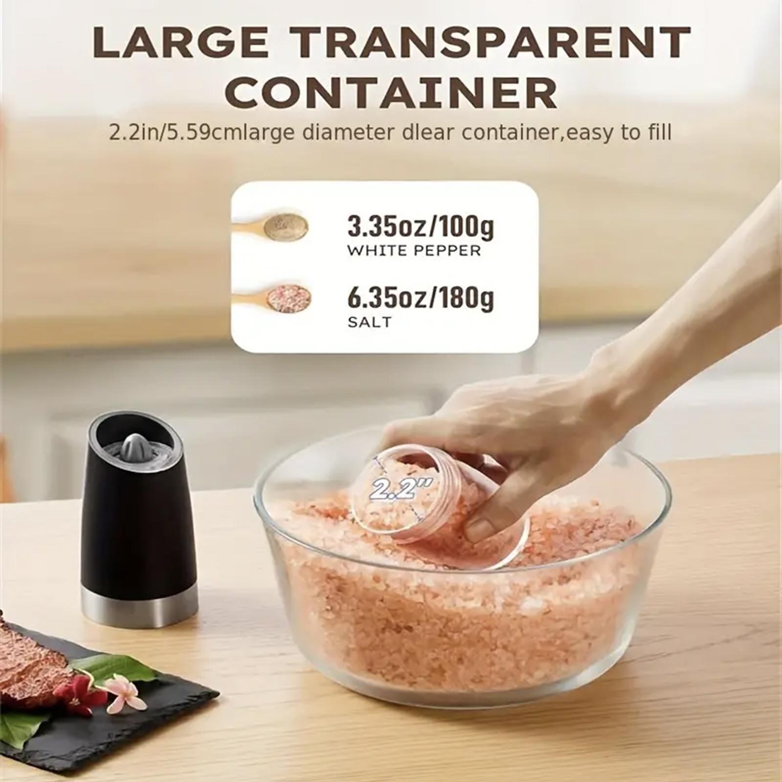 Electric Salt & Pepper Grinding Bottle, 1/2 Counts Batteries Powered Gravity Electric Grinding Bottle with LED Light, Kitchen Seasoning Utensils without Battery, Salt Pepper Shakers, Kitchen Gadgets, Kitchenware