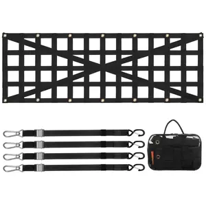 【DealsForYouDays】VEVOR Tailgate Net, 54 inx 18 in, Heavy Duty Cargo Net for Truck Bed with 4 Adjustable Telescopic Straps, Cross-reinforced Design, Extendable Durable, Suitable for Pickup, Truck, Trailer, Jeep, SUV