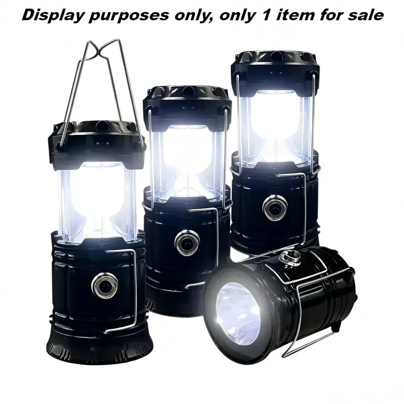 Foldable portable LED camping lamp, lightweight and waterproof, solar and USB rechargeable flashlight, suitable for indoor and outdoor emergencies
