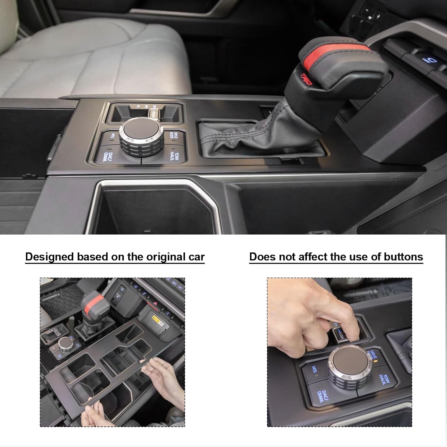 Central Control Gear Shift Panel Trim Cover Compatible with 2022 2023 2024 2025 Toyota Tundra/Sequoia Accessories, Gear Shift Control Anti-Scratch Panel Decorative Sticker -Matte Black