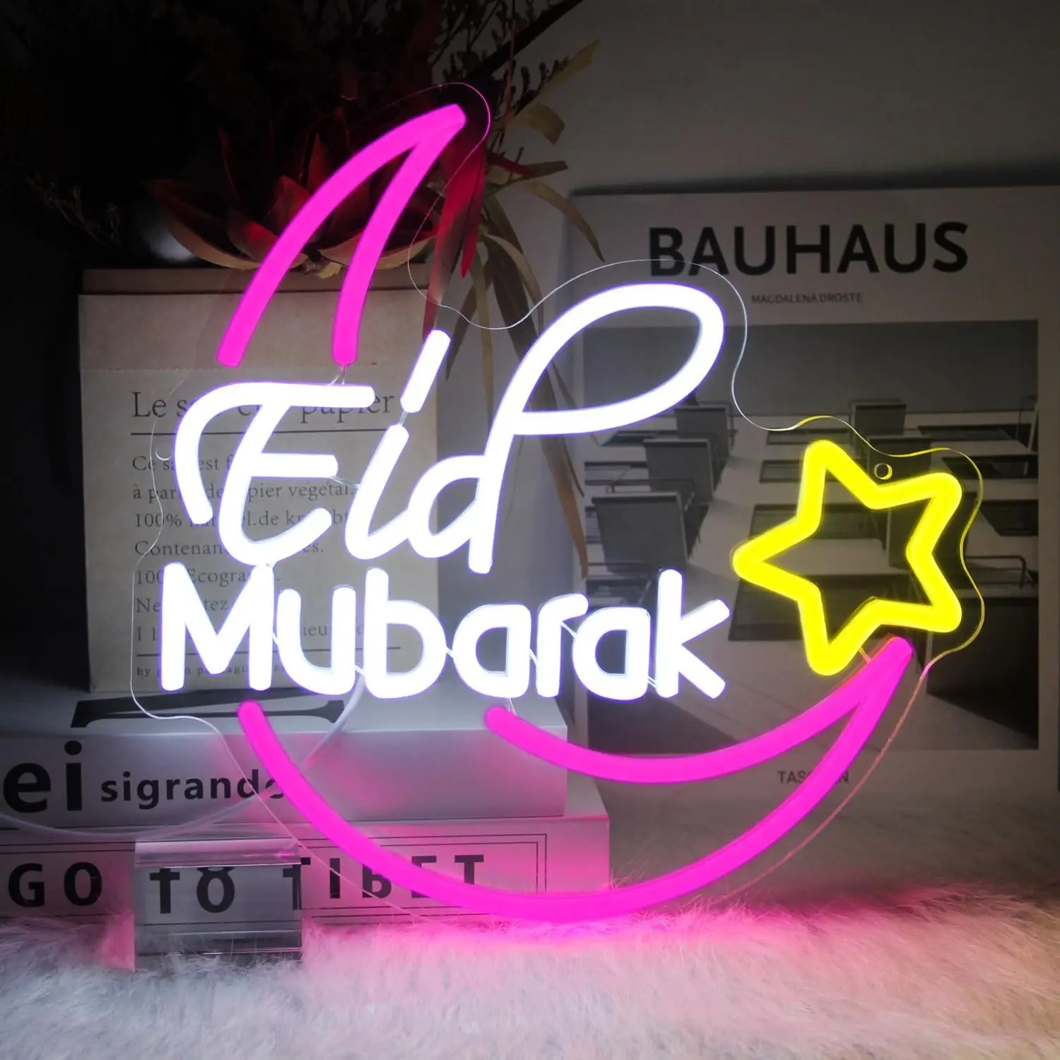 Ramadan Neon Sign, Islamic LED Light, Wall Mount Mosque Decoration, Adjustable Moon Star Neon, Muslim LED Sign, Acrylic Wall Art, USB Powered