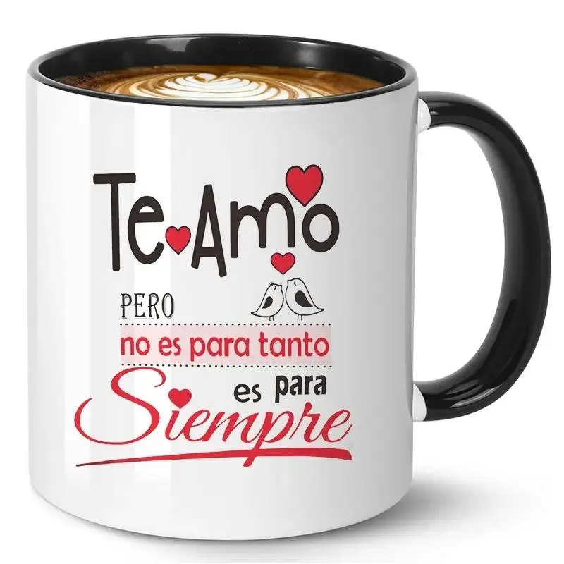 Couple Breakfast Mug Valentine's Day Gift Spanish Love Ceramic Coffee Tea Cup Mother's Day Present Romantic Anniversary Gift Idea Funny Gift Mug Stylish Coffee Mugs Drinking Mug