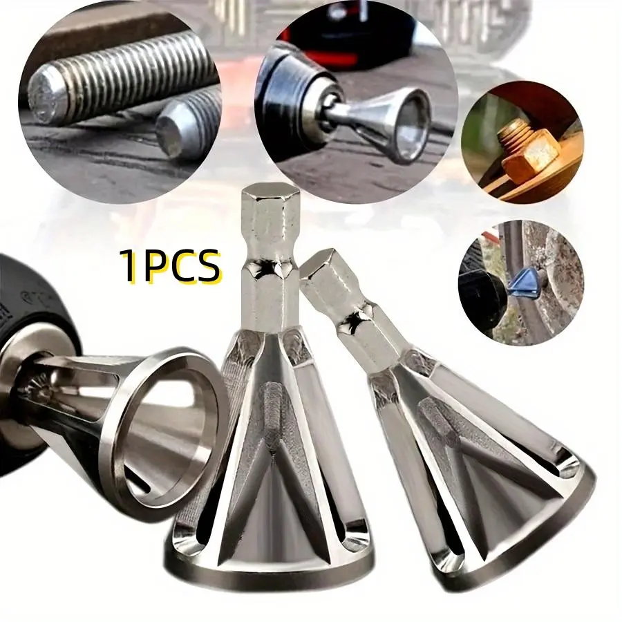 Round Corner Tool, Drill Bit Holder, Metal Deburring Round Edge Tool, Chamfering & Trimming, Suitable for Various Drills, Drill Attachments