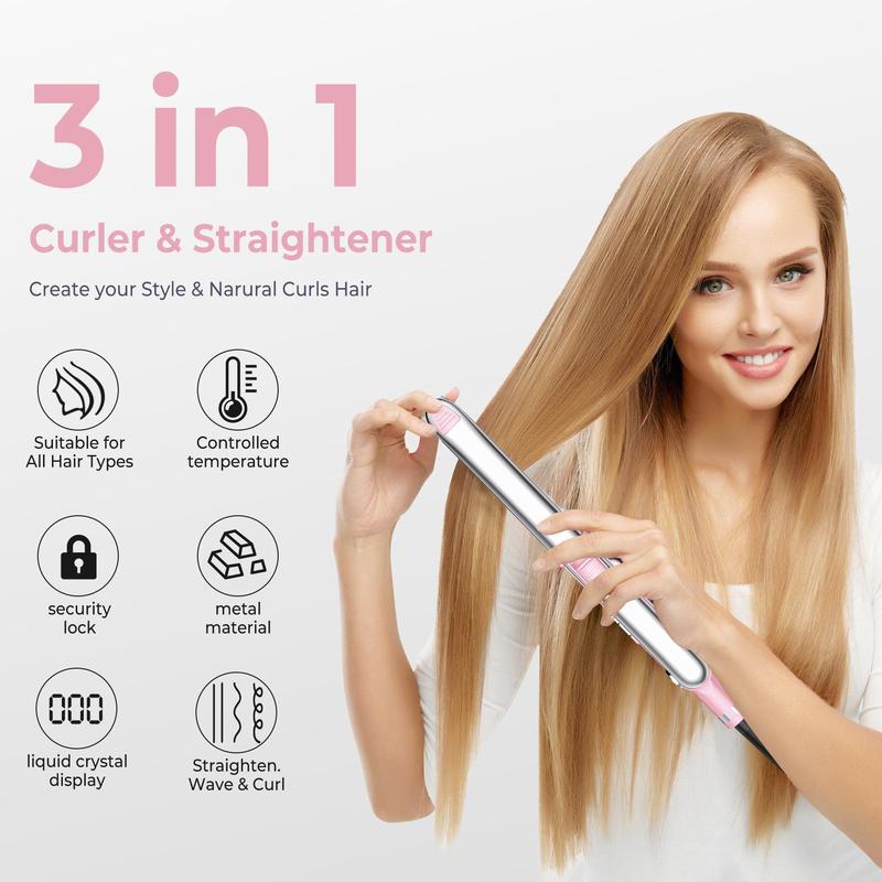 Professional Flat Iron Hair Straightener, Titanium Hair Straightening Ionic Fast Heating Hair Tools, 2 in 1 Hair Straightener Hair Curler, Hair Styling Tools for Women, Gift