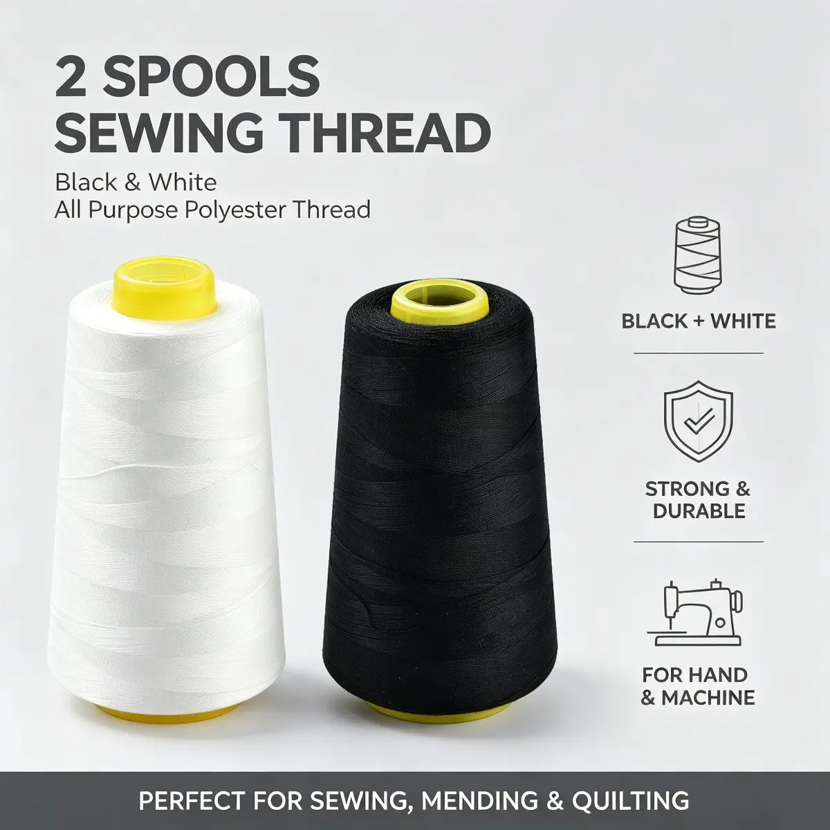 2 Rolls and Sewing Thread, High-Strength Polyester Universal Thread, Heavy Duty Thread, Suitable for Hand Sewing Machine, DIY Repair, Sewing Threads For Sewing Machine