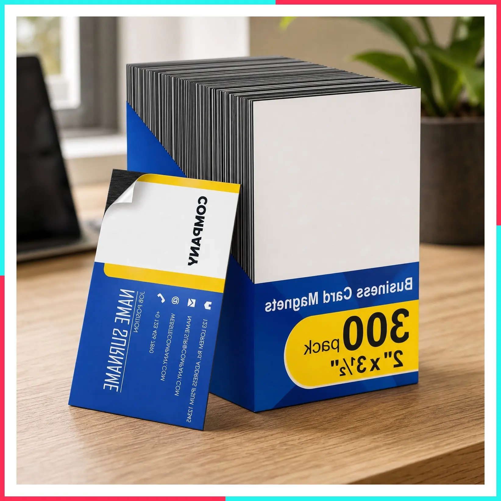 300 Pack Business Card Magnets Peel and Stick, Self-Adhesive Name Card Magnets