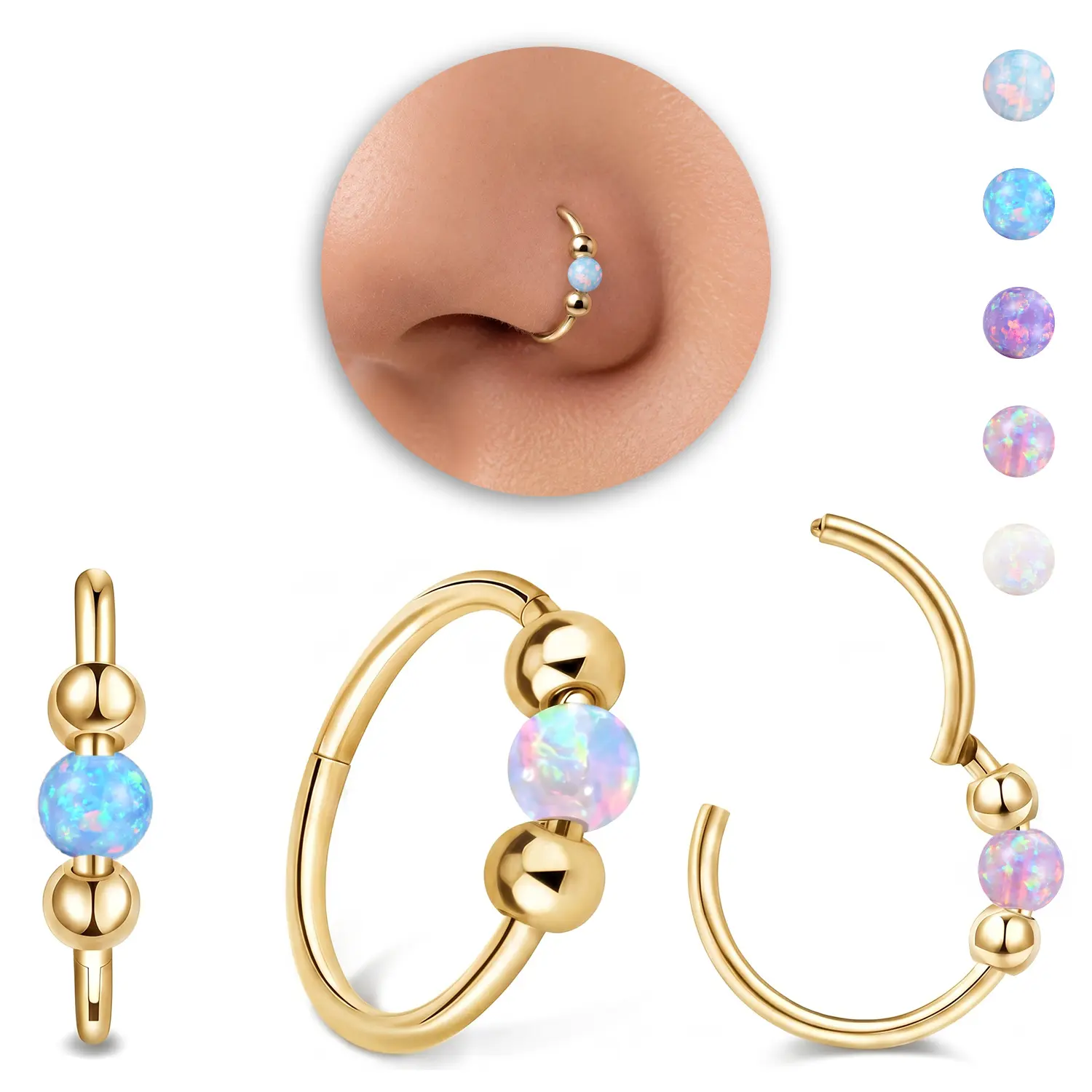 5Pcs Small Cartilage Hoop Earrings Set, 316L Stainless Steel Hinged Huggie Hoops for Women Men, Helix Tragus Conch Rook Earlobe and Nose Piercing Jewelry