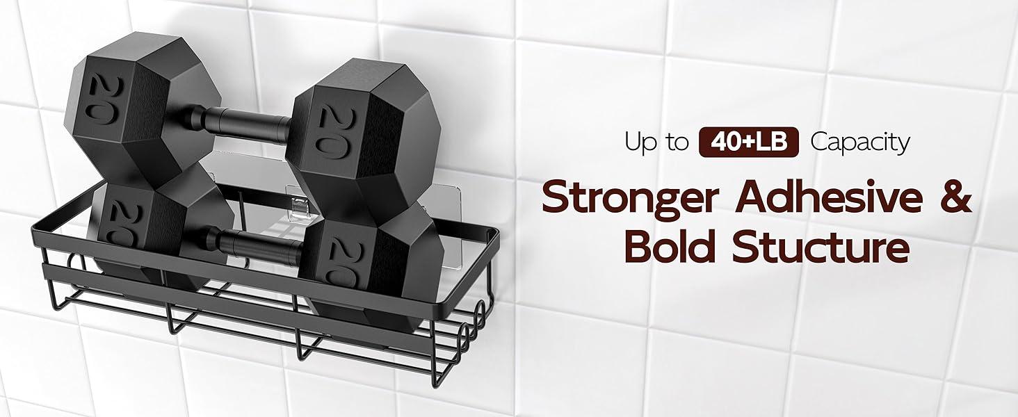 Shower Caddies 2 Pack - Adhesive Hanging Shower Shelf - Bathroom Organizers and Storage, No Drilling Stainless Shower Shelves for Home Decor, Bathroom Acce