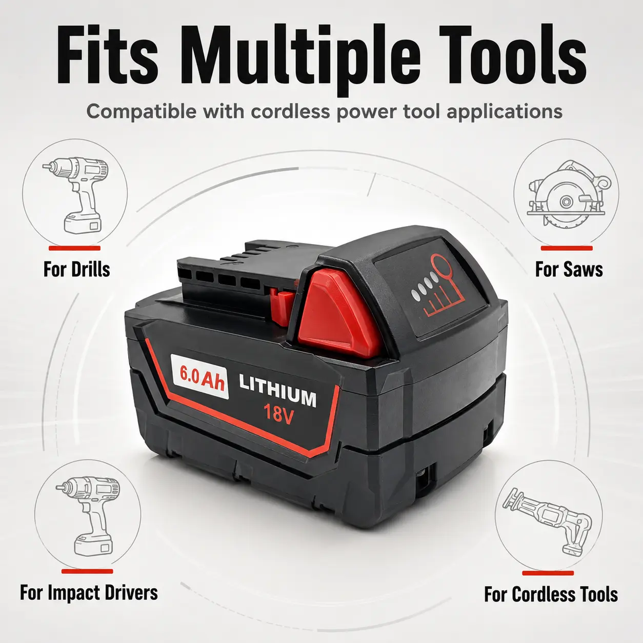 M18 18V 8.0Ah Replacement Battery for Milwaukee Cordless Power Tools, High Capacity Lithium-Ion Battery Pack, High Output Long Runtime, Compatible with 48-11-1850 48-11-1860 48-11-1880, Built-in LED Indicator, Smart Safety Protection