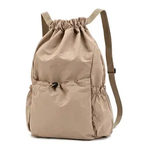 Lightweight Waterproof Backpack For Students Daily Commute Breathable Taslon Fabric Unisex Stylish Drawstring Sports Bag Large Capacity