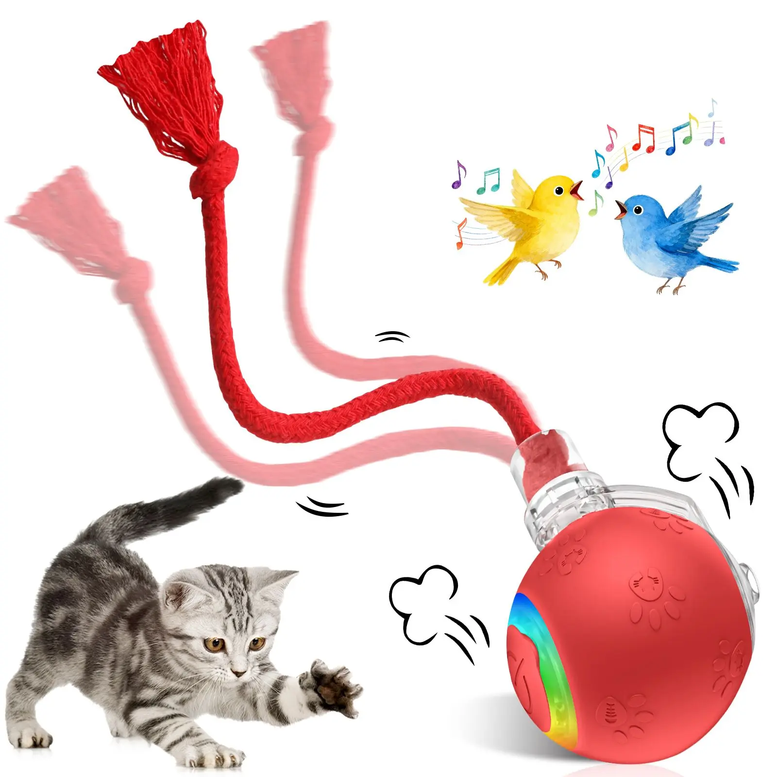 Interactive LED Pet Ball Toy with Chirping Sounds - Ideal for Indoor Playtime