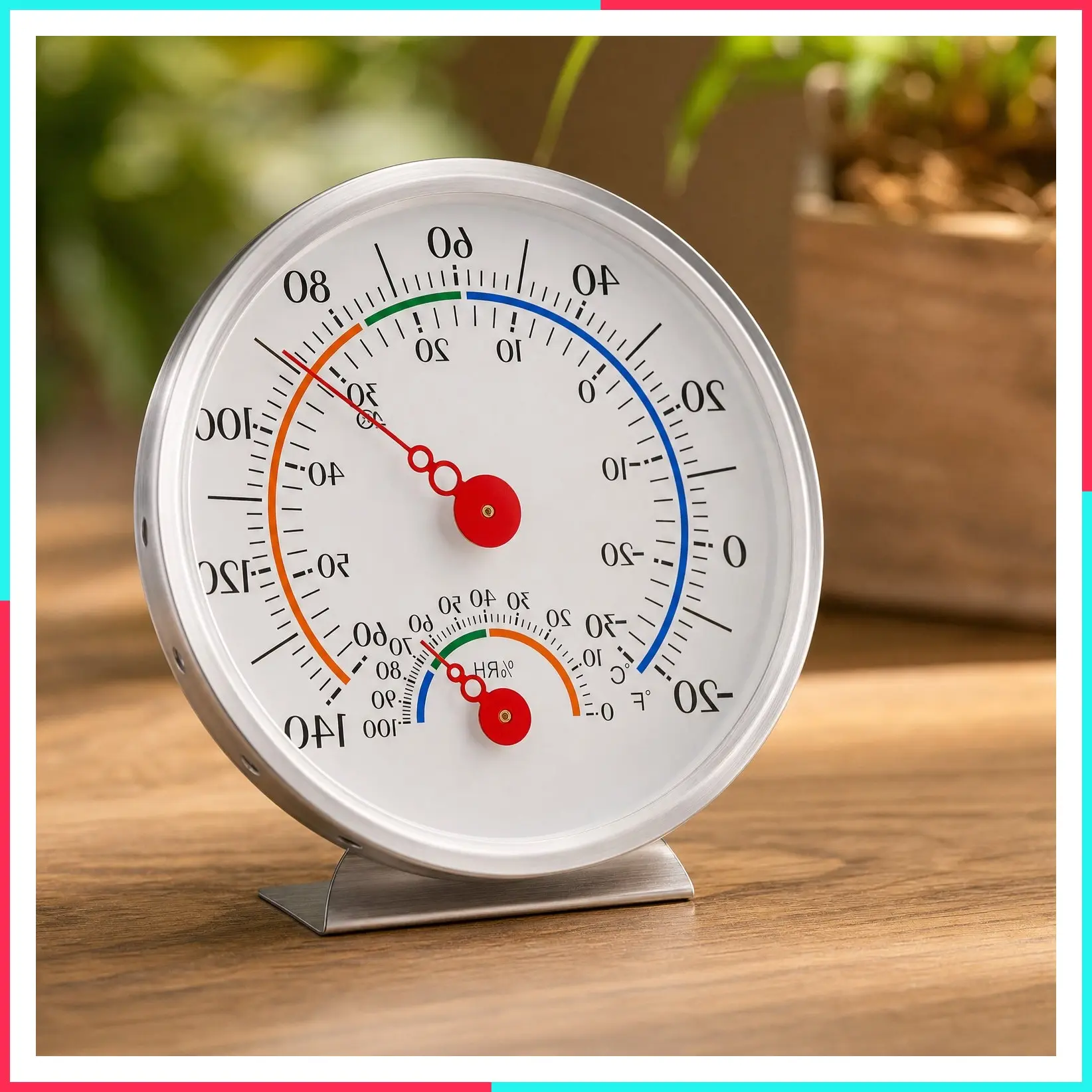 Waterproof Wall Mount Indoor Outdoor Thermometer Hygrometer with Large Dial, Accurate & Easy to Read for Home, Garden, Patio, Greenhouse, Farmhouse Decor