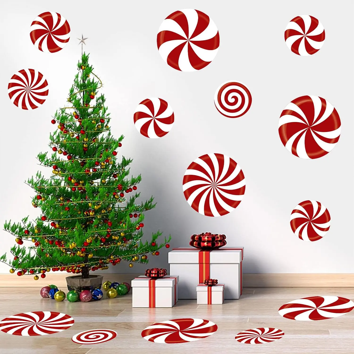 14 count Large Peppermint Christmas Floor  Christmas Wall Stickers Christmas  for Wall Floor, Candyland Christmas Party Decor